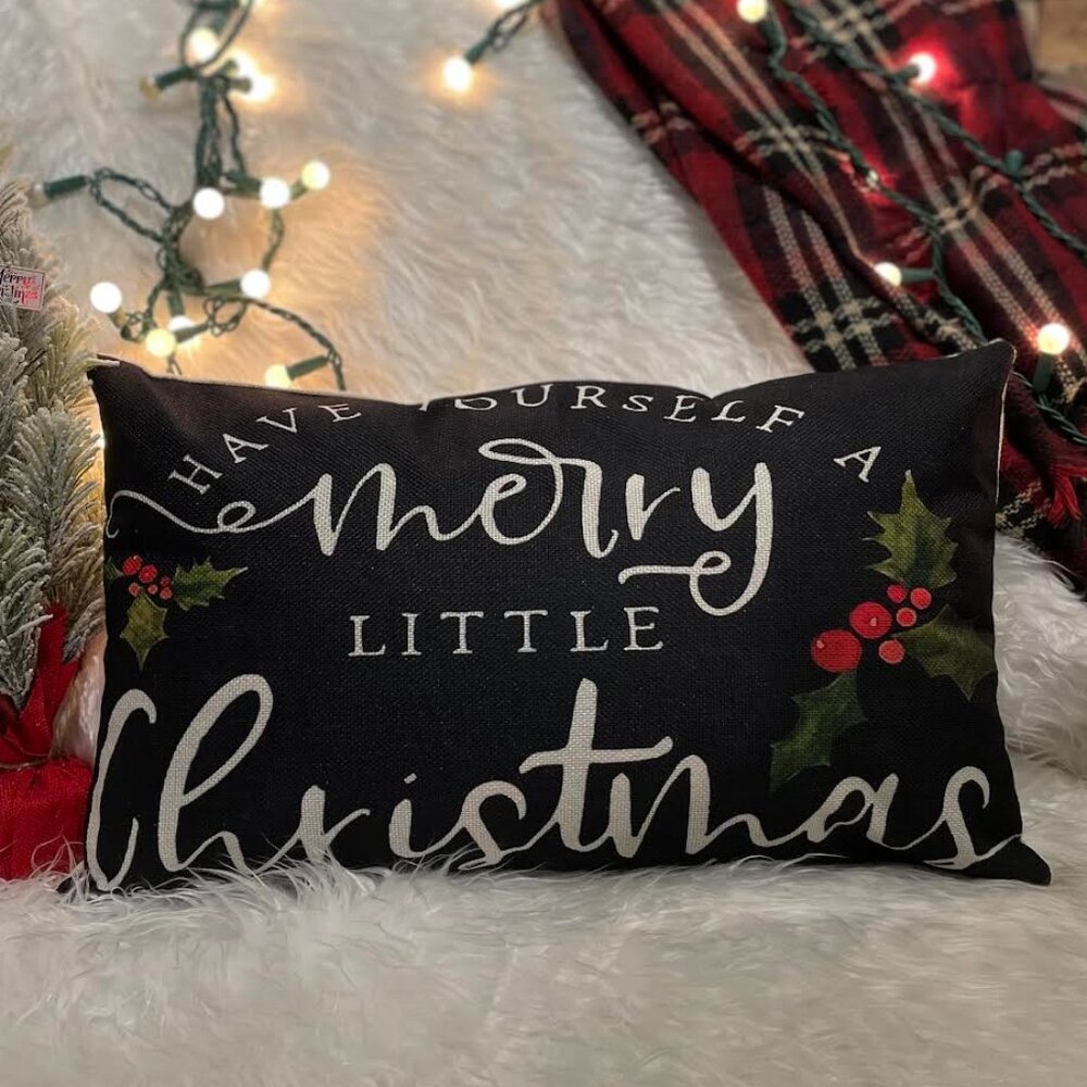 Have Yourself A Merry Little Christmas Linen Pillow Cover.  NWT
